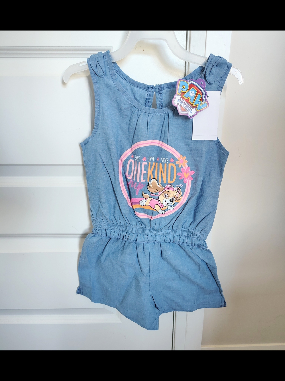 Paw Patrol Sky Blue Skye Graphic Girls Romper with Pink Accents